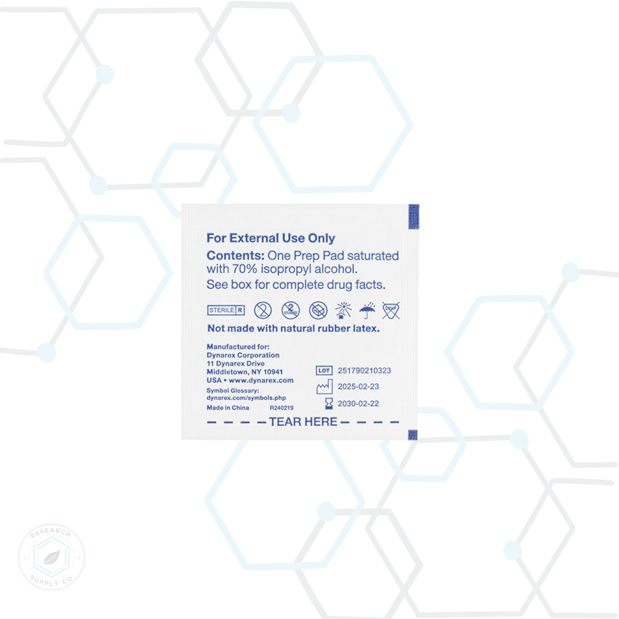 Dynarex Alcohol Prep Pads - 70% Isopropyl (100ct Box)