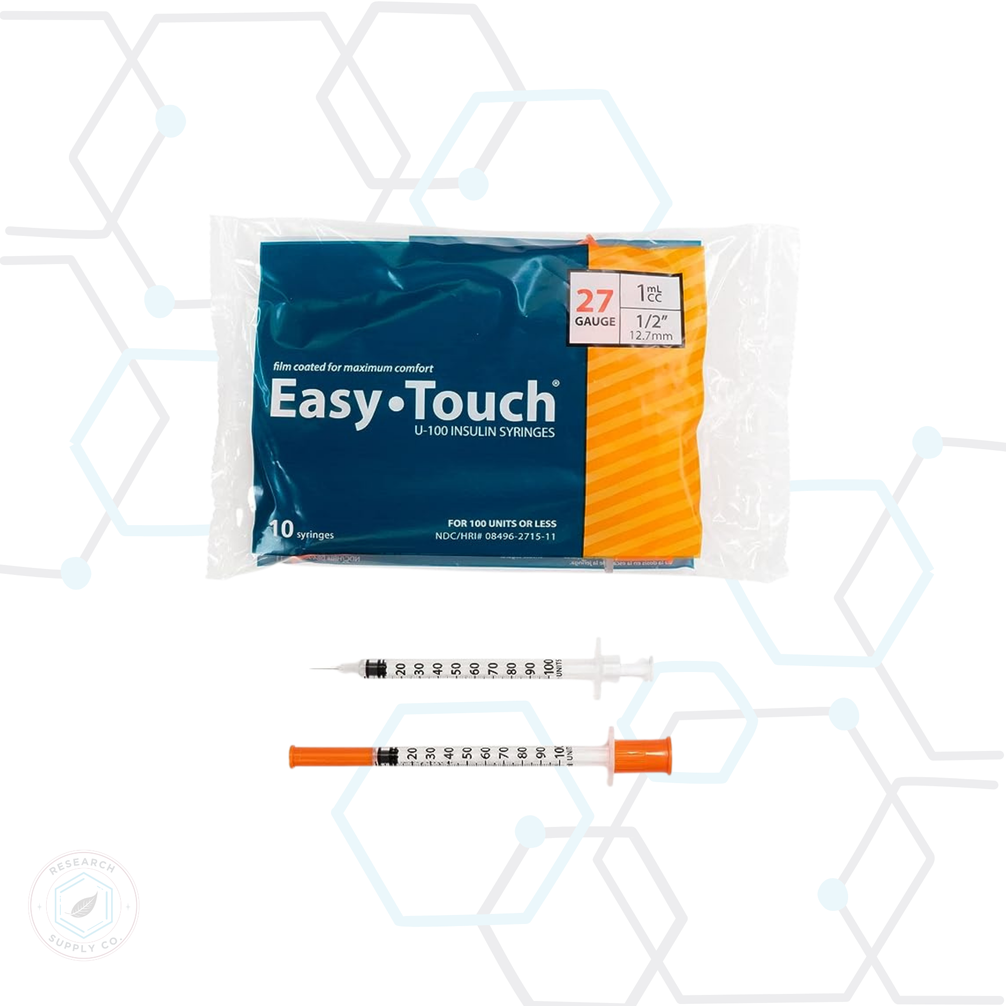 EasyTouch U-100 Insulin Syringes - Precision Fixed Needle
