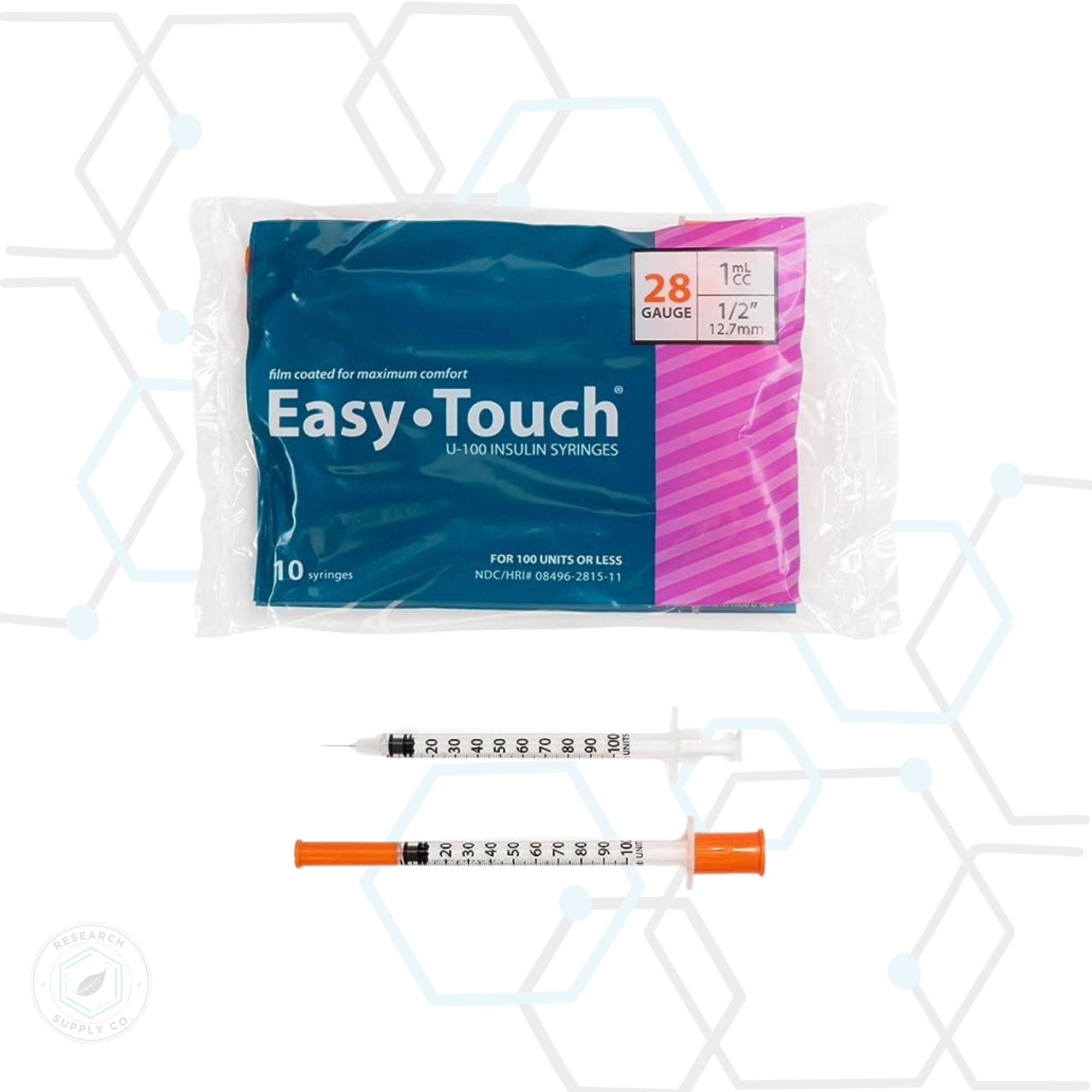 EasyTouch U-100 Insulin Syringes - Precision Fixed Needle