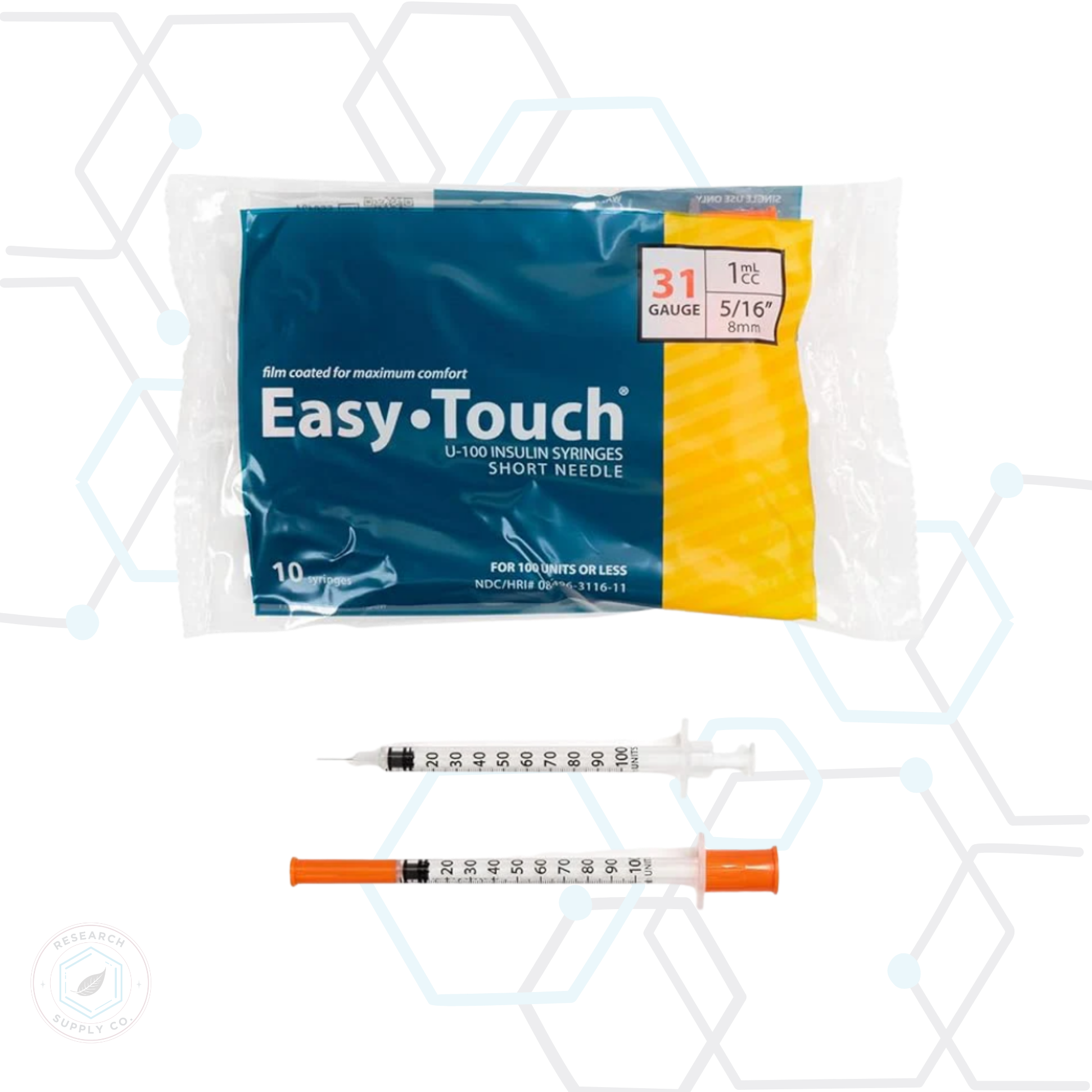 EasyTouch U-100 Insulin Syringes - Precision Fixed Needle
